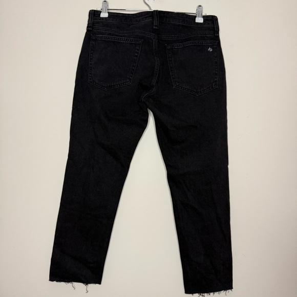RAG & BONE Dre Low-Rise Baggy Boyfriend Cropped Black Edgy Grunge Denim Jeans - Picture 5 of 11